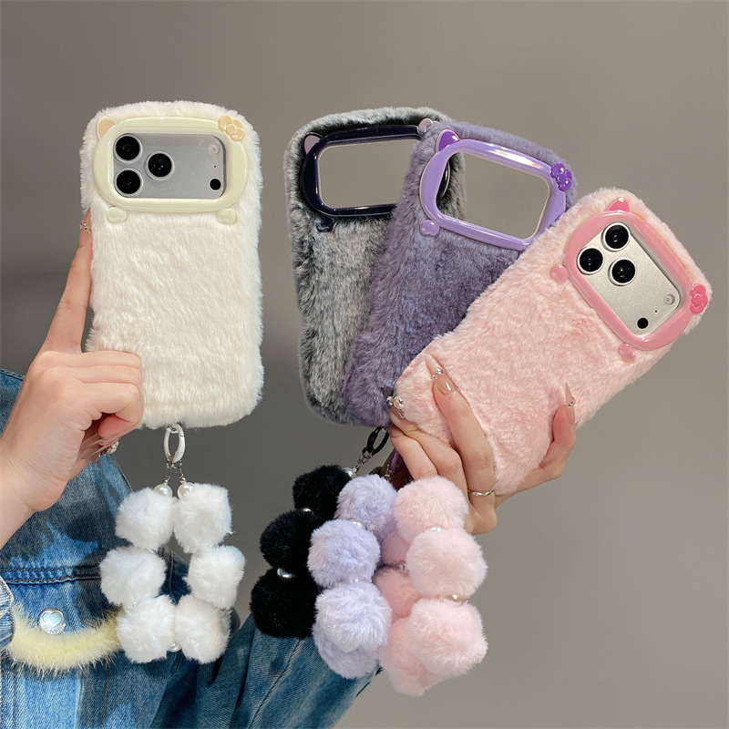 Phone Cases Store - Luksusowe, jednokolorowe, futrzane, pluszowe etui na