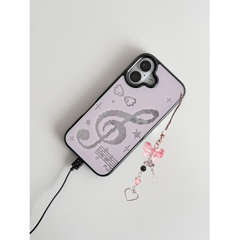 Phone Cases Junk - INS Koreańskie Różowe Mozaikowe Nuty Muzyczne